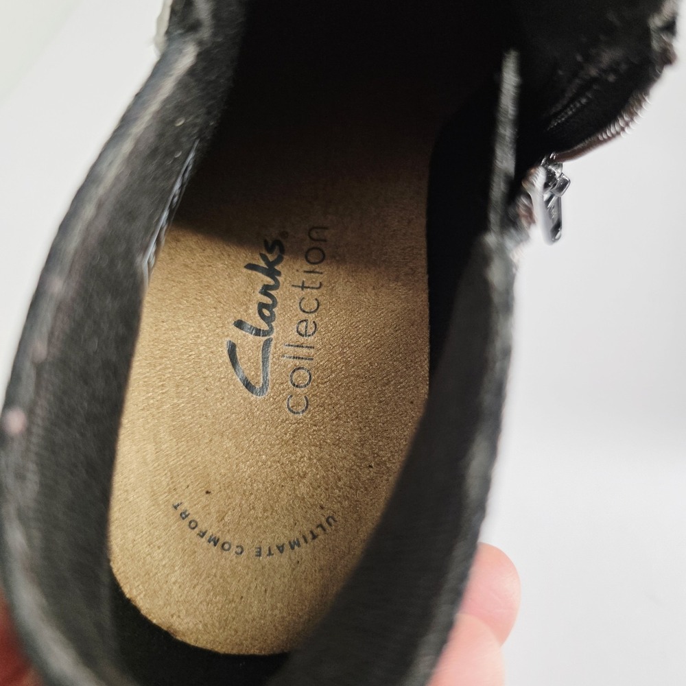 Clarks Collection Charleton Bay Leather Bootie - Black Suede - Size 6.5M - Picture 12 of 13